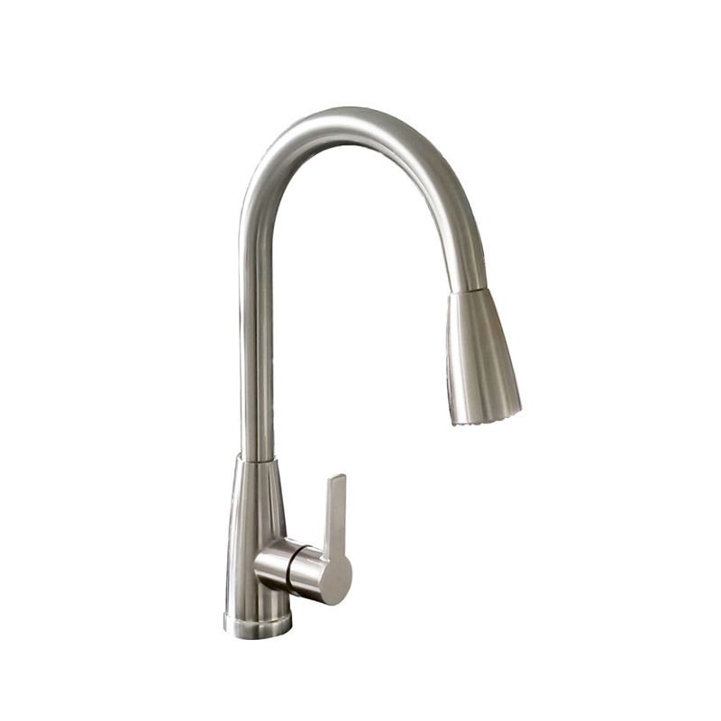 Single-Handle Pull-Down Sprayer Kitchen Faucet in Stainless Steel with TurboSpray and FastMount-F80012