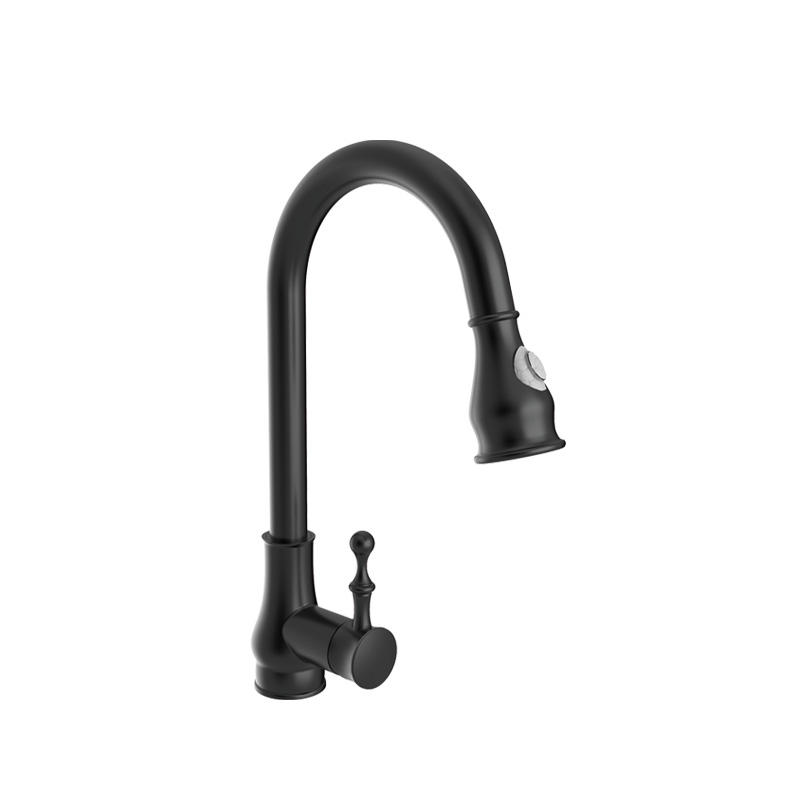 Single-Handle Pull-Out Sprayer Kitchen Faucet in Matte Black-(B83) F1051ORB