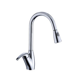 Single Handle Pull Down Sprayer Kitchen Faucet Chrome Plate F80129