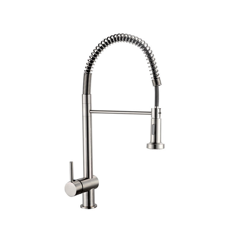 Single Handle Pull Down Spring Sprayer Kitchen Faucet Chrome PlateF80203