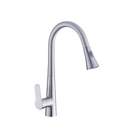 Single Handle Pull Down Sprayer Kitchen Faucet Chrome Plate F80302