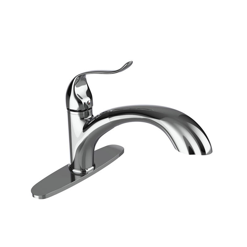 Single Handle Deck-Mount Pull Out Kitchen Faucet  Chorme Plate Cupc NSF Lead Free F80079