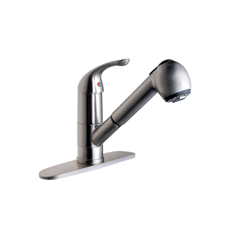 Single Handle Deck-Mount Pull Out Kitchen Faucet  Chorme Plate Cupc NSF Lead Free F8106