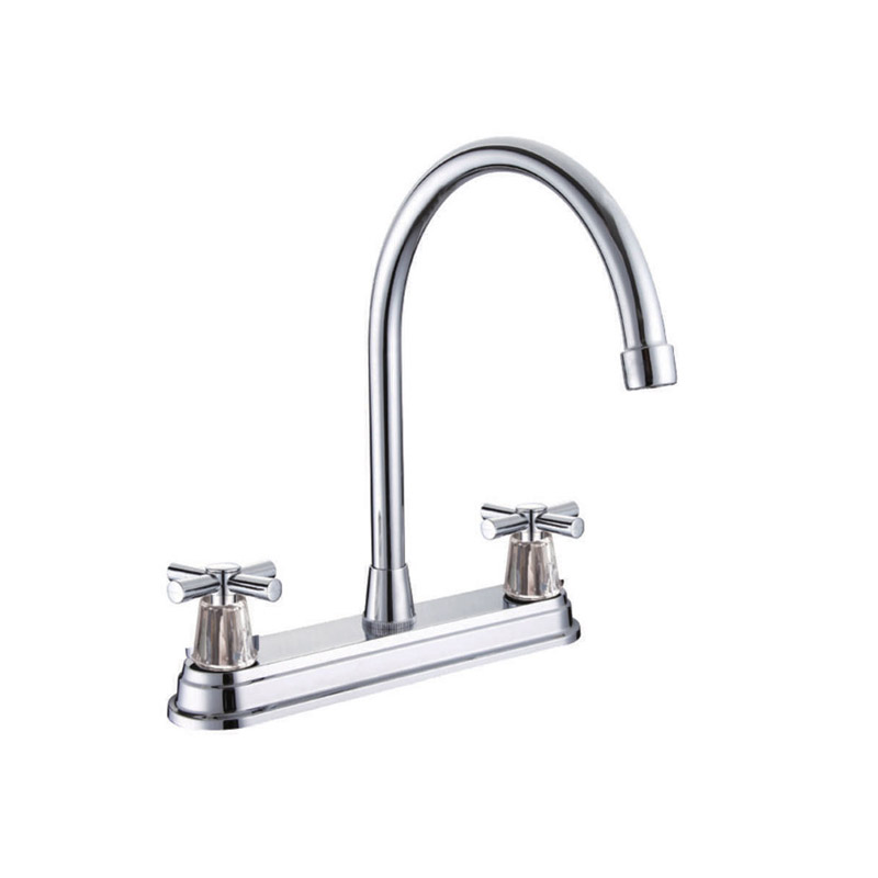 Deck Mounted Dual Handle Brass Cartridge Chrome Kitchen Faucet F8028C