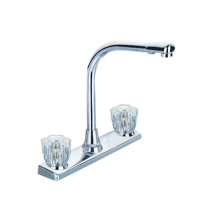 EAST-PLUMBING 2021 new style brass body acrylic handle double handle kitchen faucet with metal pipe and cover  F8200C