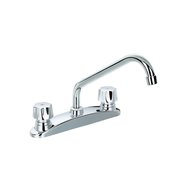 8' Two Handle Kitchen Faucet with Cover 12' Stainless Steel Spout Chrome Plate  F8202