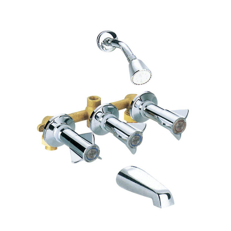 Three Handle Wall Mounted High Quality Cheap Exposed Thermostatic Mixing Valve Shower Faucet  F83002