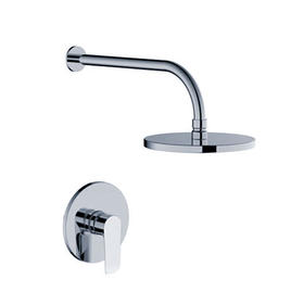 East-plumbing round cover four way chrome polished zinc handle shower faucet with spout and slide bar  F90716