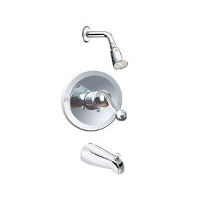 Single Handle Bathroom Shower Valve with Tub Spout and Shower Head Chrome Plate  F9607