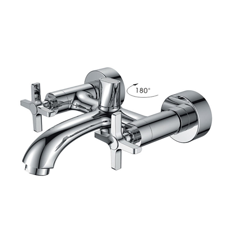 zinc faucet double handles hot/cold water wall-mounted bathtub mixer UN-10392