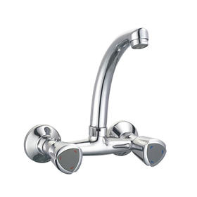 zinc faucet double handles hot/cold water wall-mounted kitchen mixer, sink mixer  UN-30015