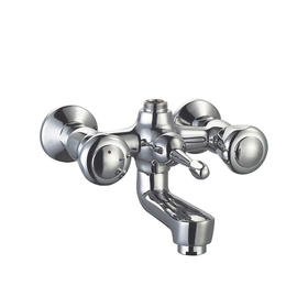 zinc faucet double handles hot/cold water wall-mounted bathtub mixer UN-30023