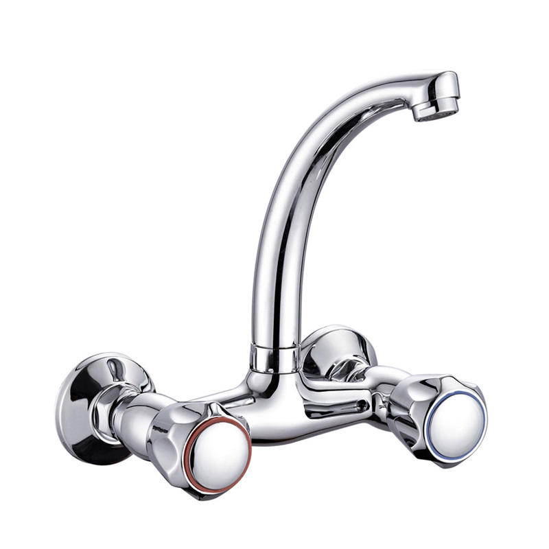 zinc faucet double handles hot/cold water wall-mounted kitchen mixer, sink mixer  UN-30045