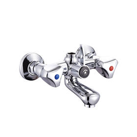 zinc faucet double handles hot/cold water wall-mounted bathtub mixer UN-30053