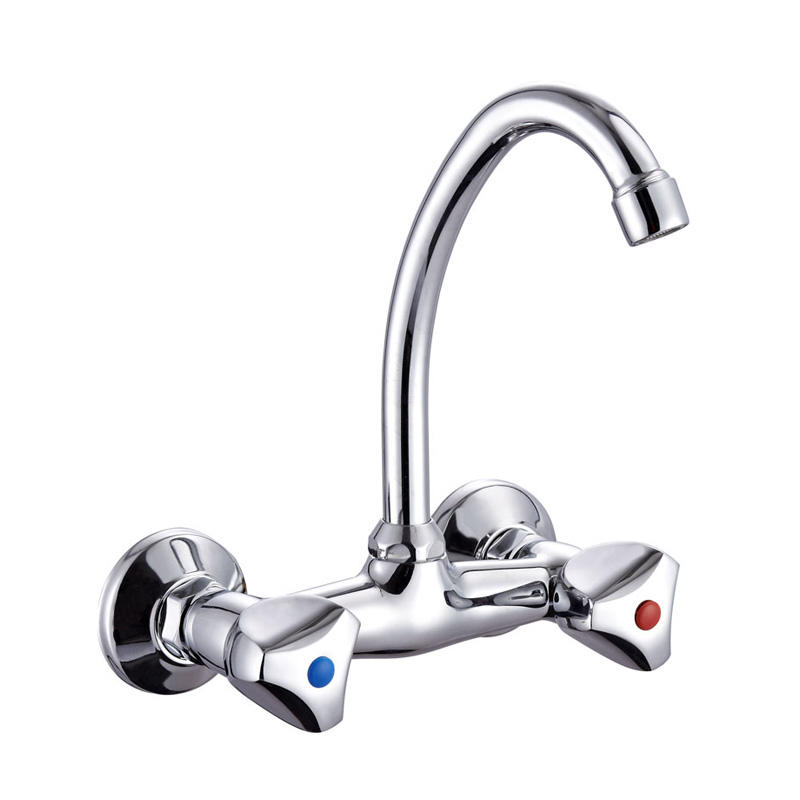 zinc faucet double handles hot/cold water wall-mounted kitchen mixer, sink mixer  UN-30055