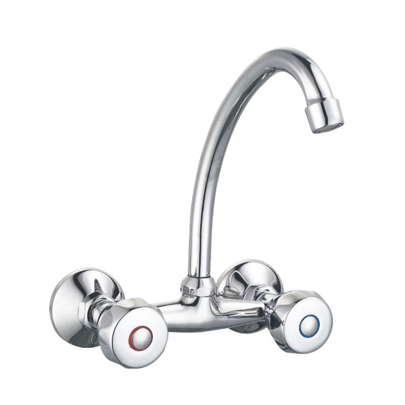 Double handles hot/cold water wall-mounted kitchen mixer, sink mixer  UN-30065