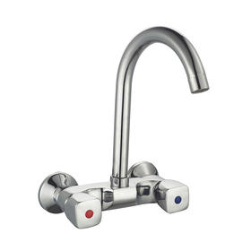 zinc faucet double handles hot/cold water wall-mounted kitchen mixer, sink mixer  UN-30095
