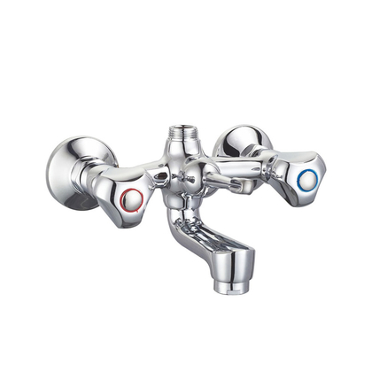 zinc faucet double handles hot/cold water wall-mounted bathtub mixer UN-30113