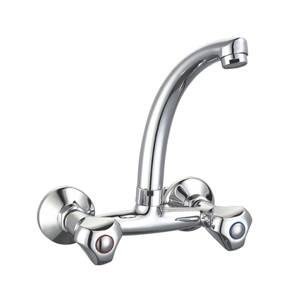 zinc faucet double handles hot/cold water wall-mounted kitchen mixer, sink mixer  UN-30115