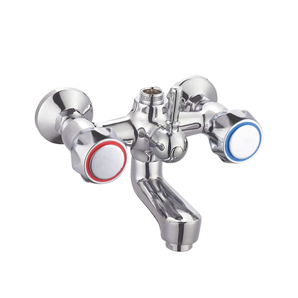 zinc faucet double handles hot/cold water wall-mounted bathtub mixer UN-30123A