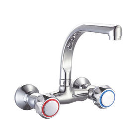 zinc faucet double handles hot/cold water wall-mounted kitchen mixer, sink mixer  UN-30125