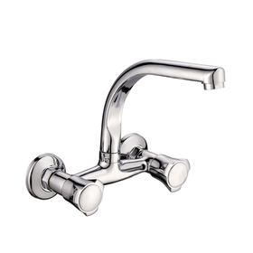 zinc faucet double handles hot/cold water wall-mounted kitchen mixer, sink mixer  UN-30155