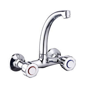 zinc faucet double handles hot/cold water wall-mounted kitchen mixer, sink mixer  UN-30175