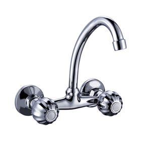 zinc faucet double handles hot/cold water wall-mounted kitchen mixer, sink mixer  UN-30215