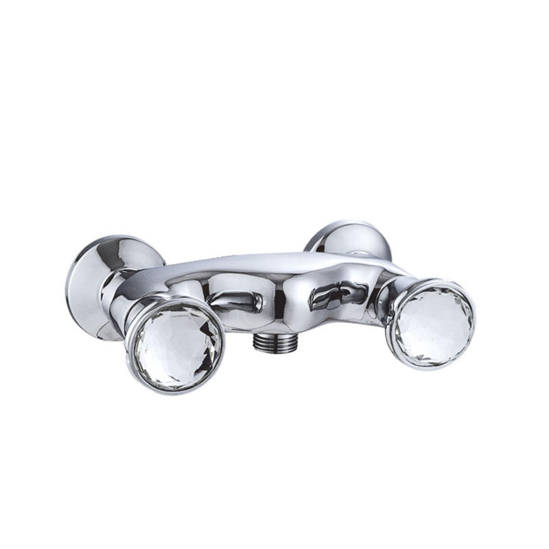 zinc faucet double handles hot/cold water wall-mounted shower mixer UN-30254