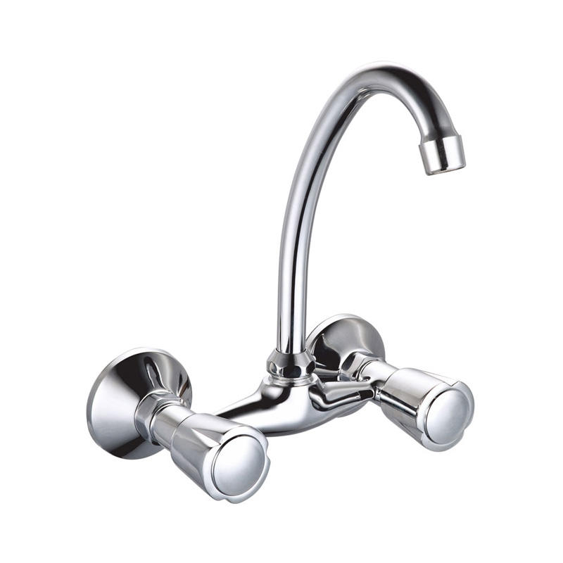 zinc faucet double handles hot/cold water wall-mounted kitchen mixer, sink mixer  UN-30275