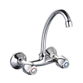 zinc faucet double handles hot/cold water wall-mounted kitchen mixer, sink mixer  UN-30285