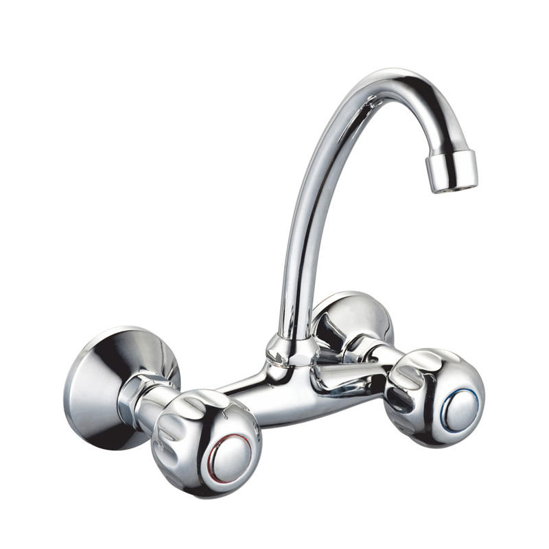 zinc faucet double handles hot/cold water wall-mounted kitchen mixer, sink mixer  UN-30295