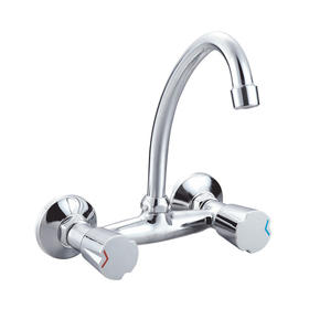 zinc faucet double handles hot/cold water wall-mounted kitchen mixer, sink mixer  UN-30305