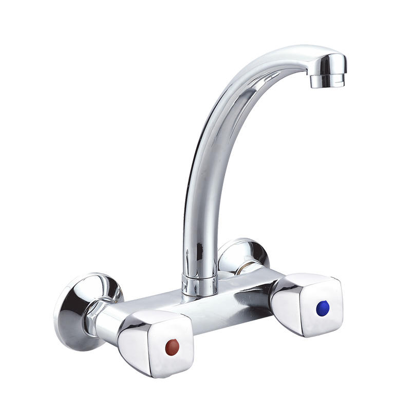 zinc faucet double handles hot/cold water wall-mounted kitchen mixer, sink mixer  UN-30605