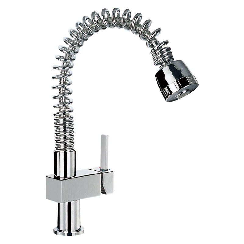 Single Handle Spring Pull Down Sprayer Kitchen Faucet Chrome Plate F80411