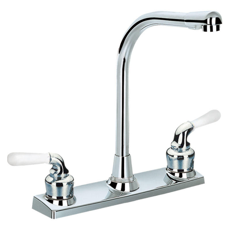 EAST-PLUMBING 2021 new style brass body acrylic handle double handle kitchen faucet with metal pipe and cover F8200M