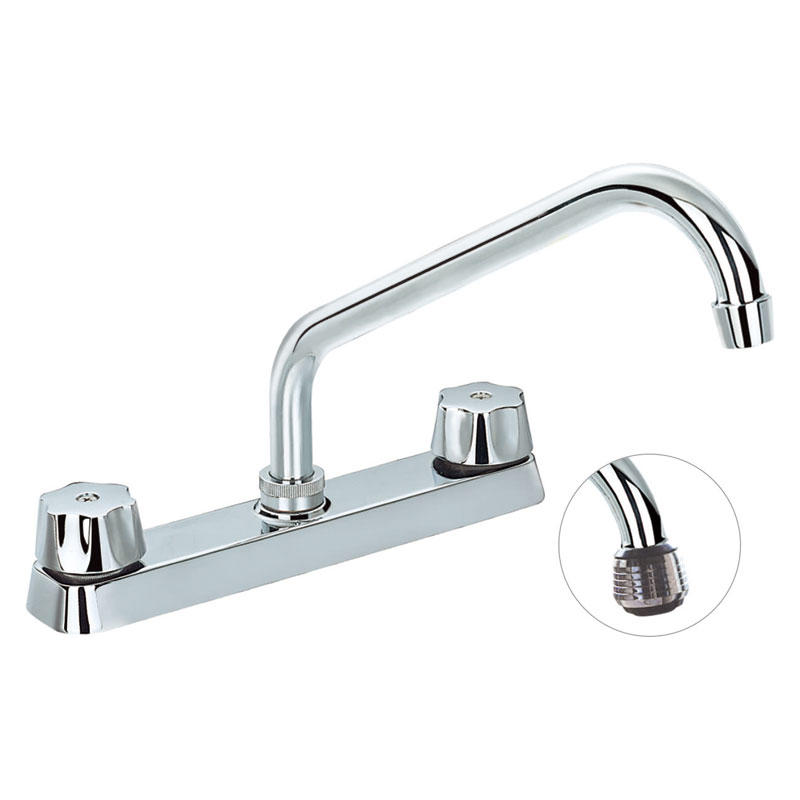 8”Center kitchen faucet, brass body, SS cover, Zinc handle