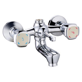 zinc faucet double handles hot/cold water wall-mounted bathtub mixer UN-30143