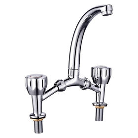 zinc faucet double handles hot/cold water deck-mounted kitchen mixer, sink mixer UN-30177