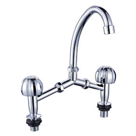 zinc faucet double handles hot/cold water deck-mounted kitchen mixer, sink mixer UN-30217