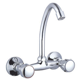 zinc faucet double handles hot/cold water wall-mounted kitchen mixer, sink mixer  UN-30395