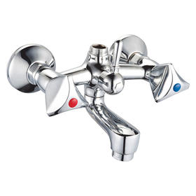 zinc faucet double handles hot/cold water wall-mounted bathtub mixer UN-30413