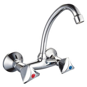 zinc faucet double handles hot/cold water wall-mounted kitchen mixer, sink mixer  UN-30415