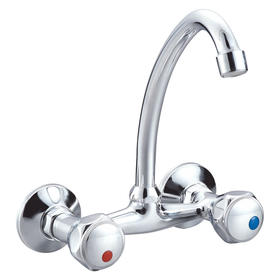zinc faucet double handles hot/cold water wall-mounted kitchen mixer, sink mixer  UN-30435