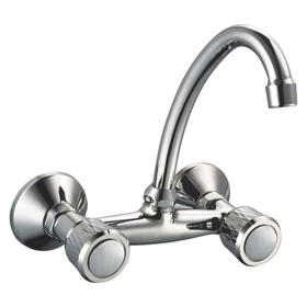 zinc faucet double handles hot/cold water wall-mounted kitchen mixer, sink mixer  UN-30445