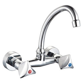 zinc faucet double handles hot/cold water wall-mounted kitchen mixer, sink mixer  UN-30465