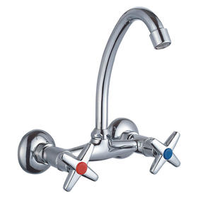 zinc faucet double handles hot/cold water wall-mounted kitchen mixer, sink mixer  UN-30485