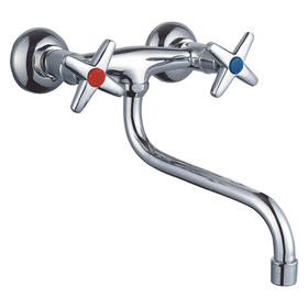 zinc faucet double handles hot/cold water wall-mounted kitchen mixer, sink mixer  UN-30485A