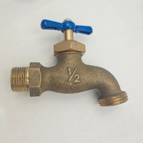 1/2' Brass Bibcock Blue handle compression stem hose bibb,   F1259