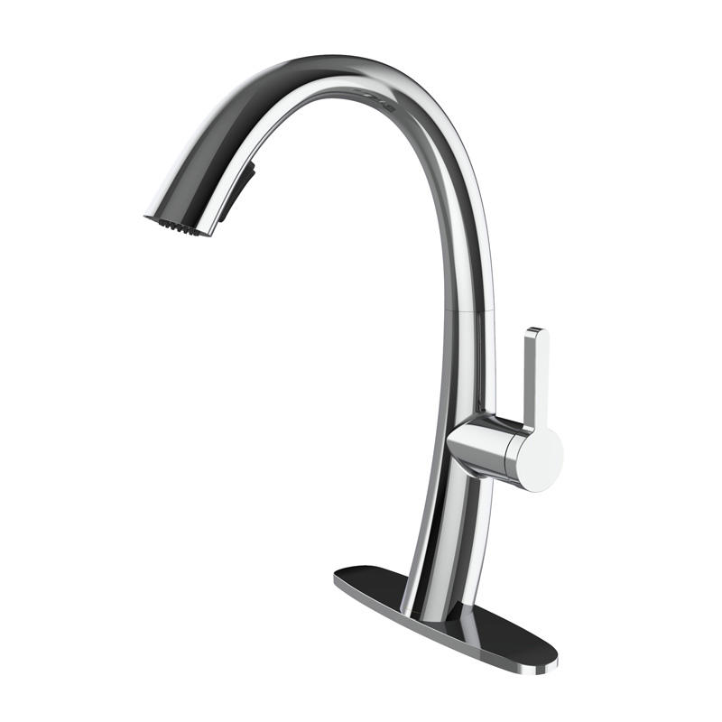 Single Handle Pull Down Sprayer Kitchen Faucet Chrome Plate with Cover No Lead Cupc  NSF Certificate F81328